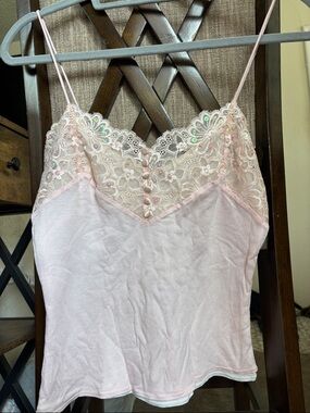 Express Pale Pink Lace Cami with Sequin Buttons size small